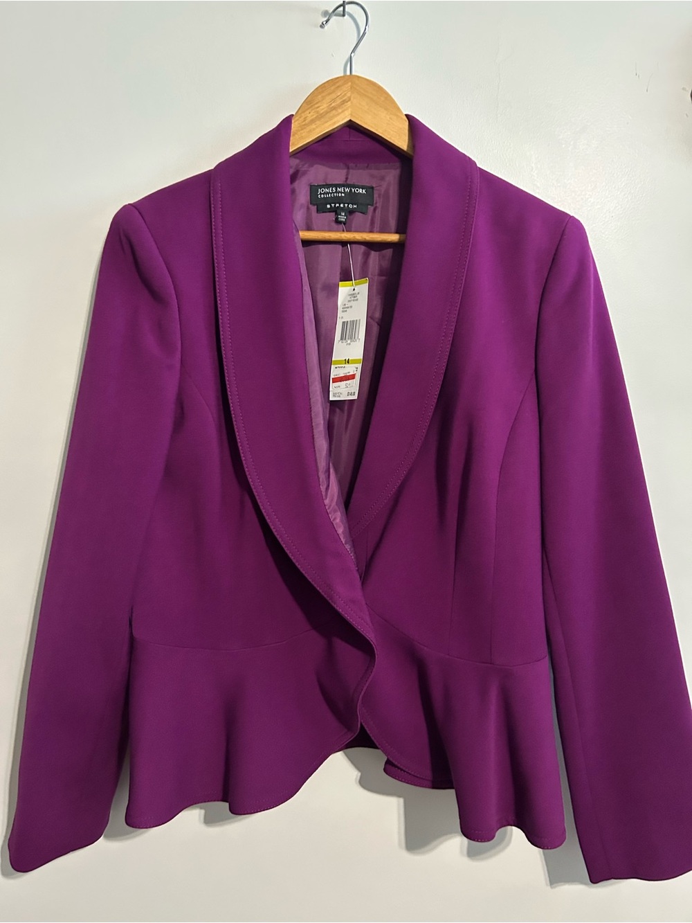 Jones New York Vibrant Purple Peplum Blazer